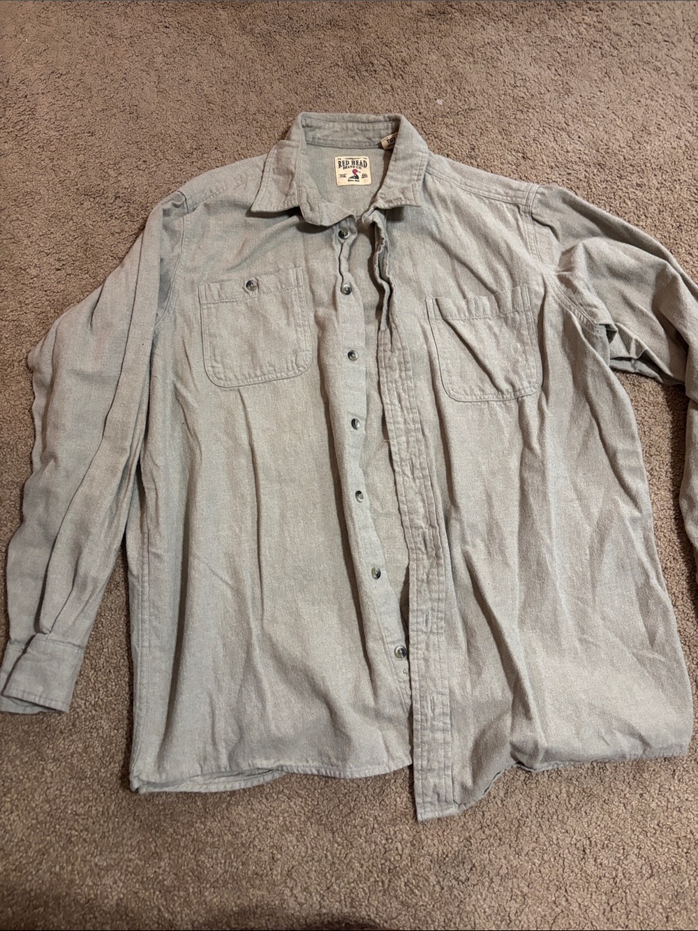 RedHead Men's Casual Button-Down Shirt in Light Gray